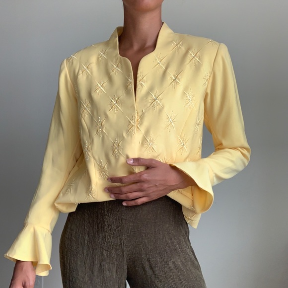 Yellow vintage bell sleeve jacket - Picture 5 of 5